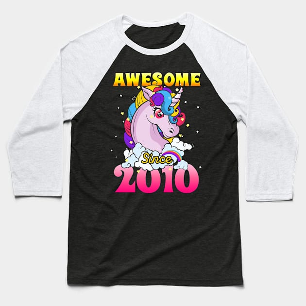 Funny Awesome Unicorn Since 2010 Cute Gift Baseball T-Shirt by saugiohoc994